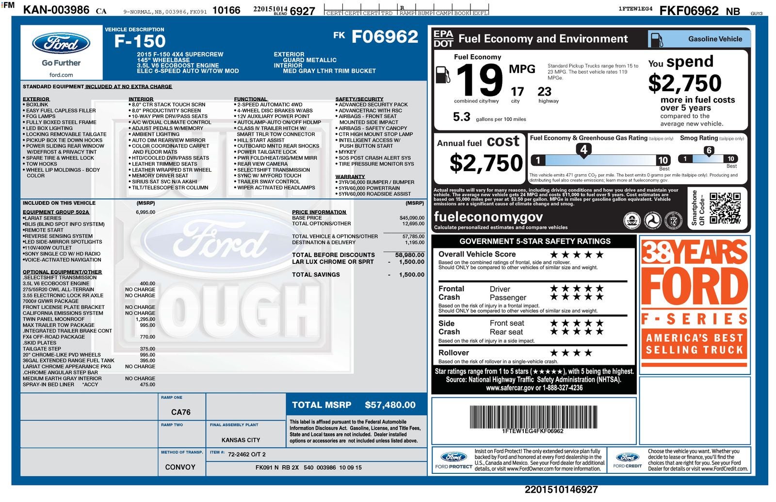2015 Ford F-150 Lariat