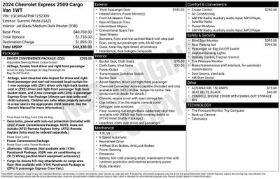 2024 Chevrolet Express 2500 Work Van Cargo