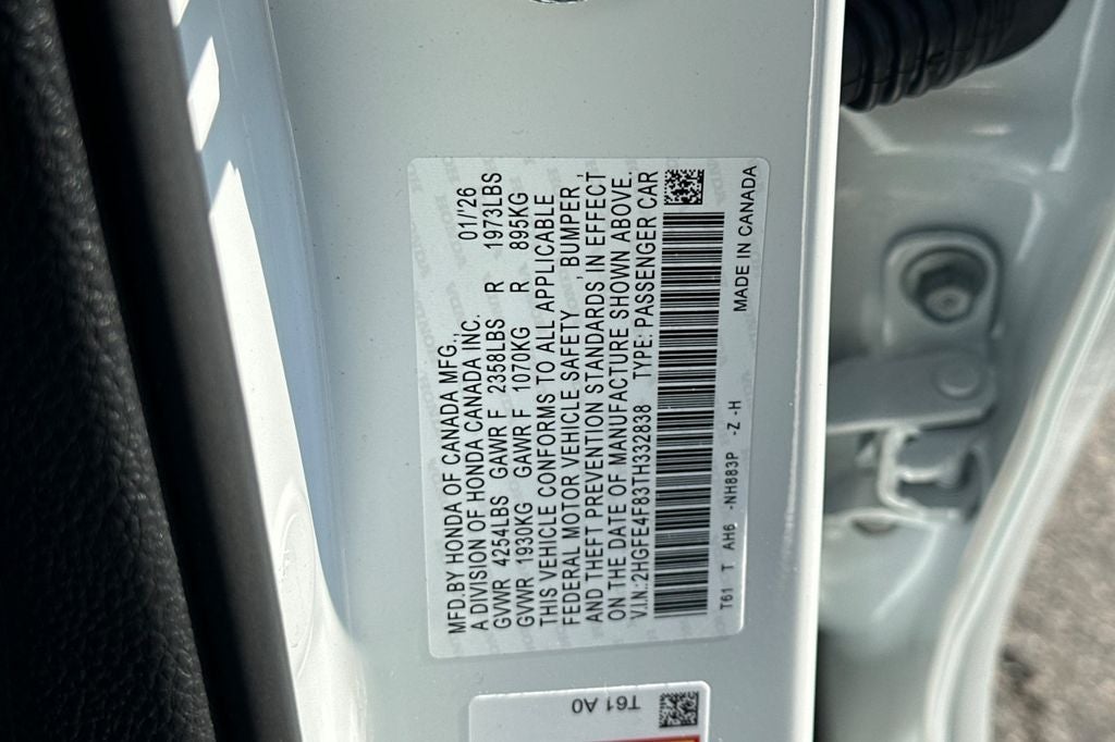 2026 Honda Civic Sedan 2WD Sport Hybrid