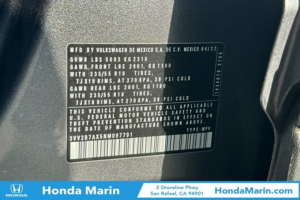 2022 Volkswagen Tiguan 2.0T SE