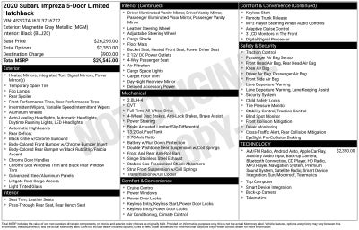 2020 Subaru Impreza Limited