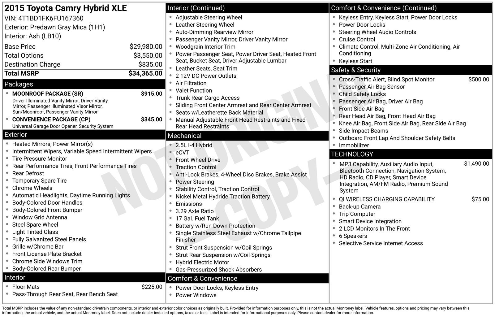 2015 Toyota Camry Hybrid XLE