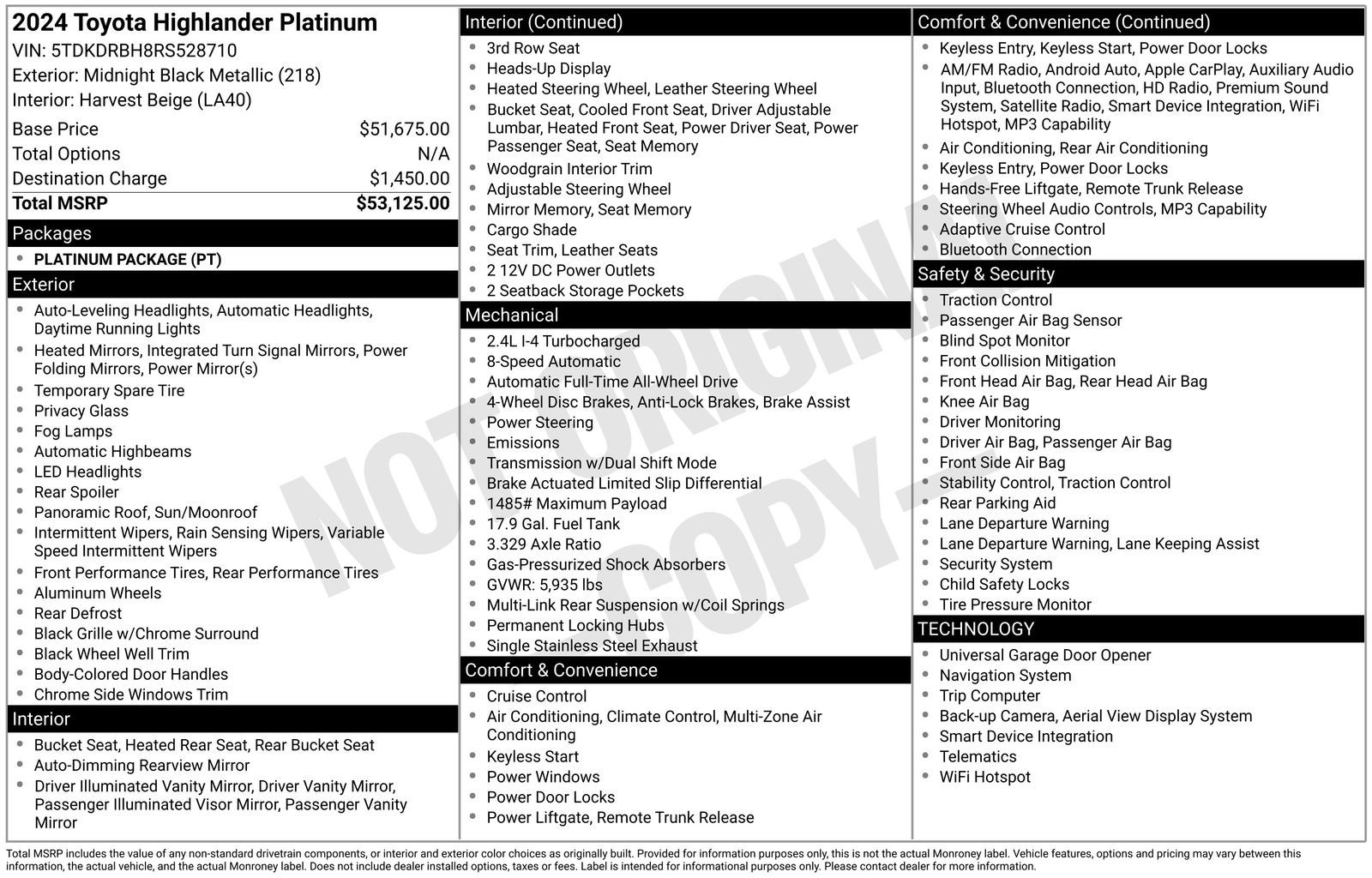 2024 Toyota Highlander Platinum
