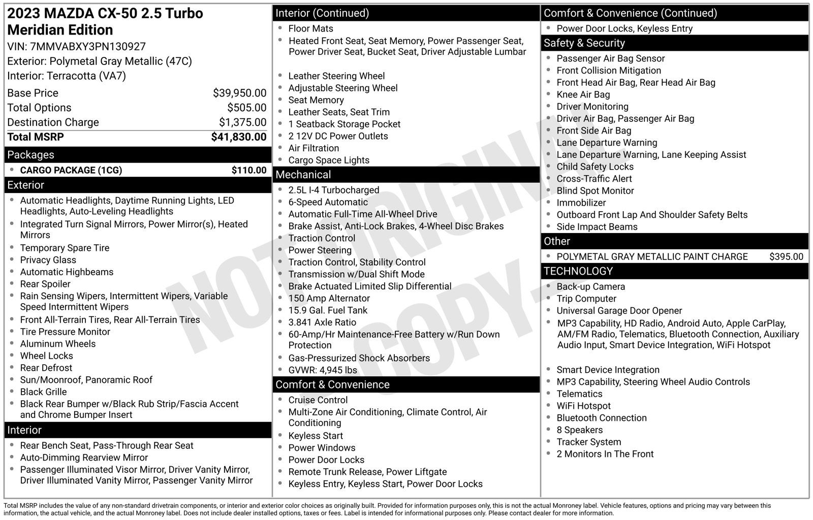 2023 Mazda Mazda CX-50 2.5 Turbo Meridian Edition