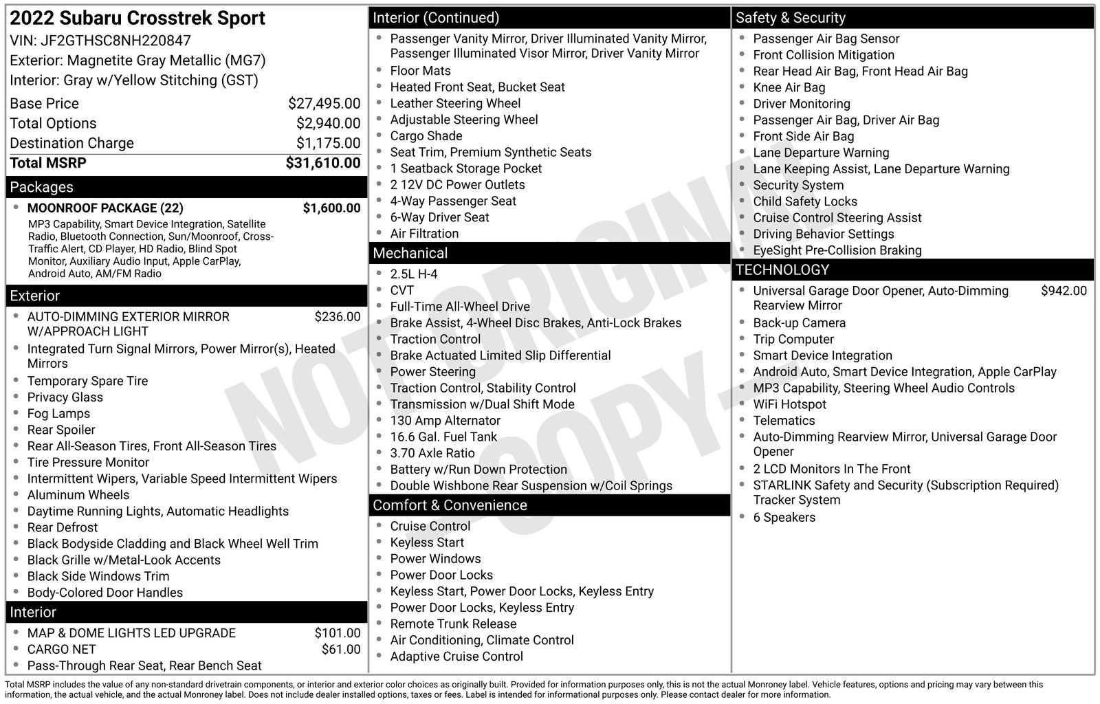 2022 Subaru Crosstrek Sport