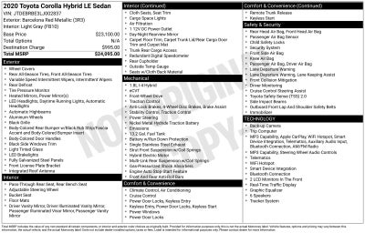 2020 Toyota Corolla Hybrid LE