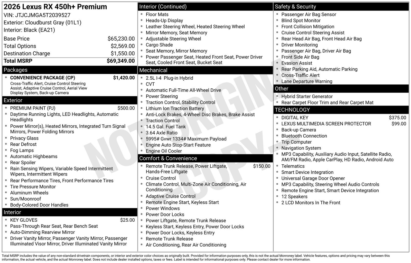 2026 Lexus RX 450h+ Premium