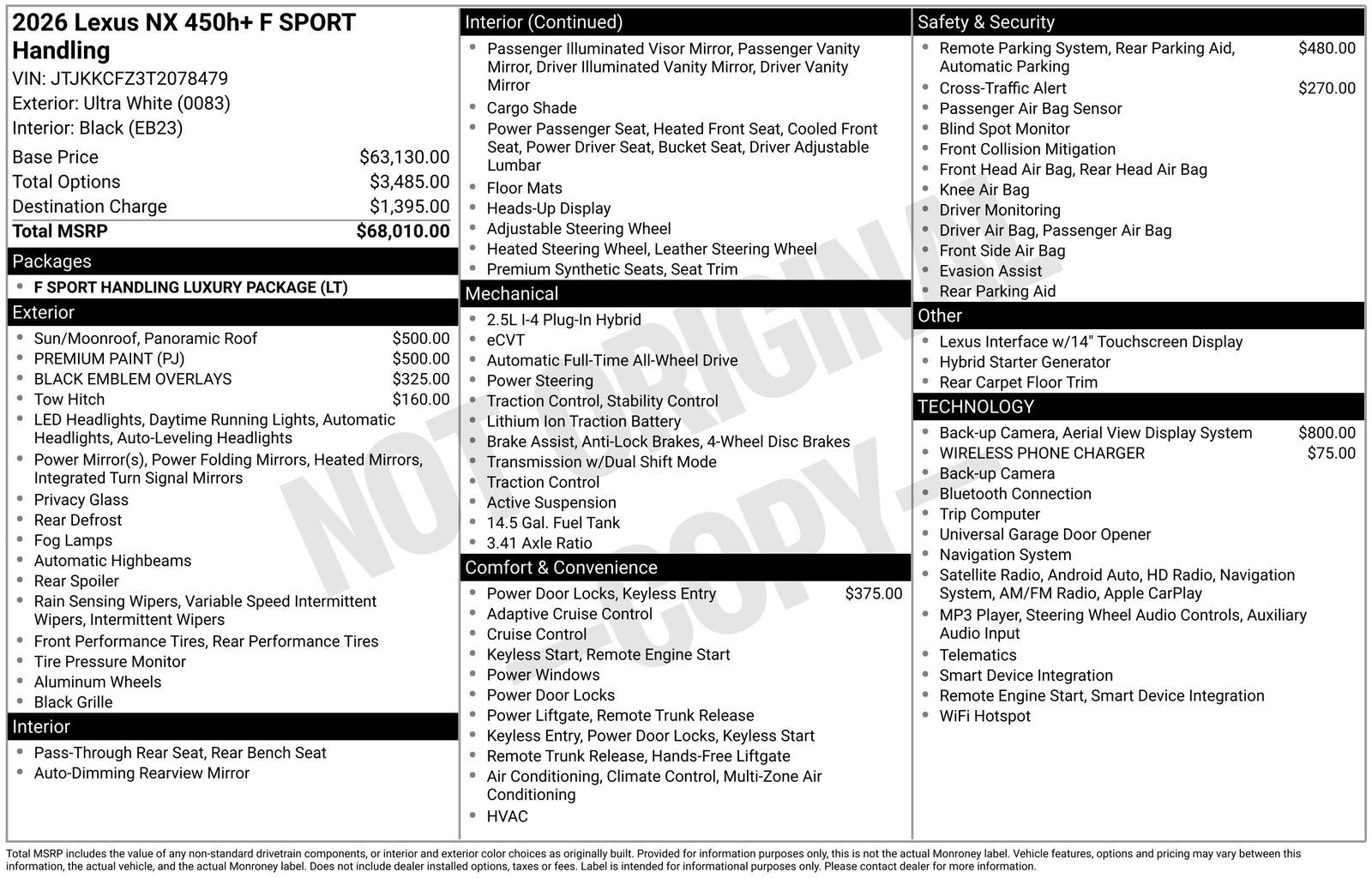 2026 Lexus NX 450h+ F SPORT