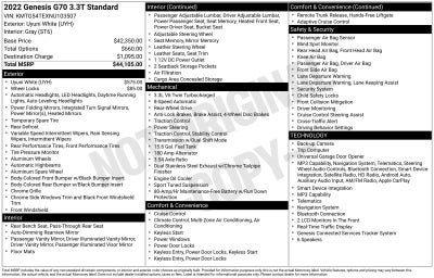 2022 Genesis G70 3.3T
