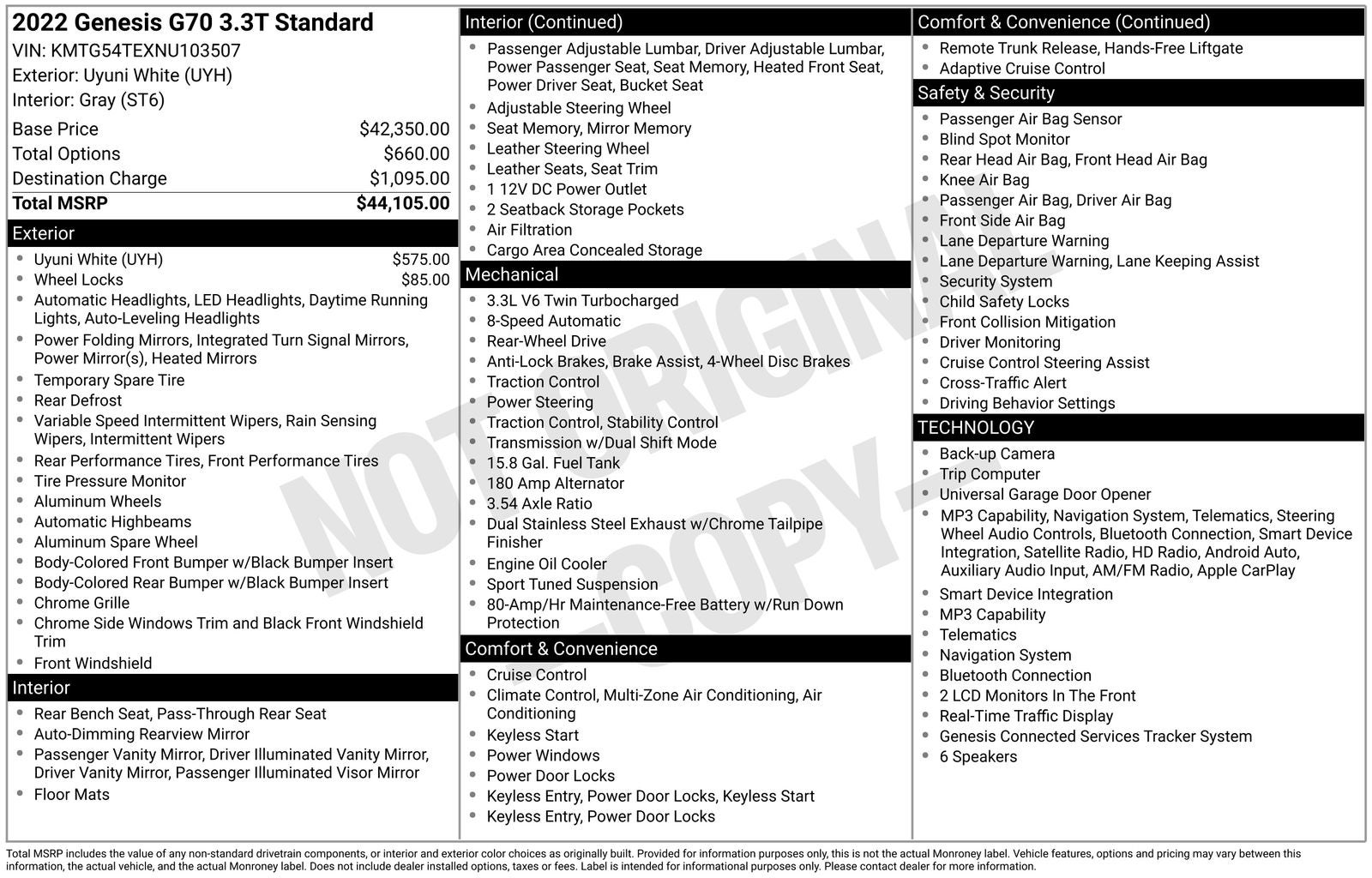 2022 Genesis G70 3.3T